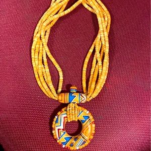 Native american wood necklace artisanal